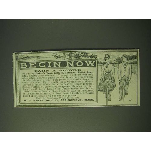 1900 W.G. Baker Baker's Teas, Coffees, extracts, toilet soap Ad - Begin Now