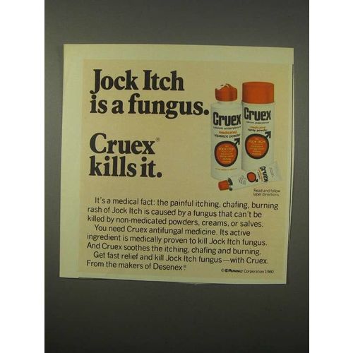 1980 Cruex Medicated Powder and Cream Ad - Jock Itch