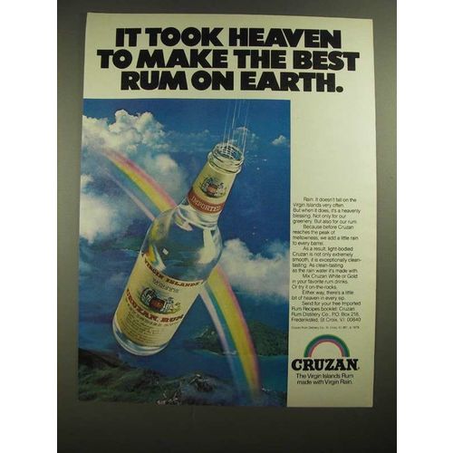 1980 Cruzan Rum Ad - It Took Heaven to Make the Best Rum on Earth