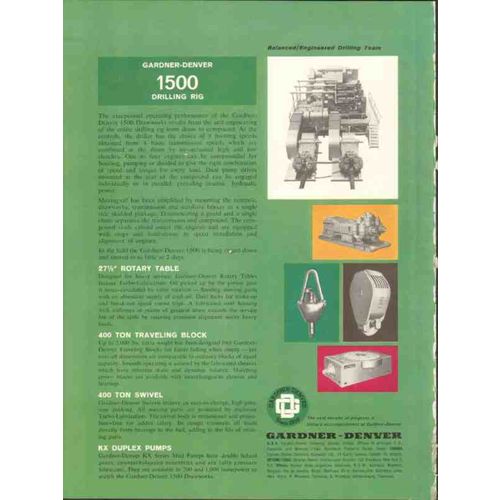 gardner-denver company 1962 1500 drawworks drilling rig oil vintage ad