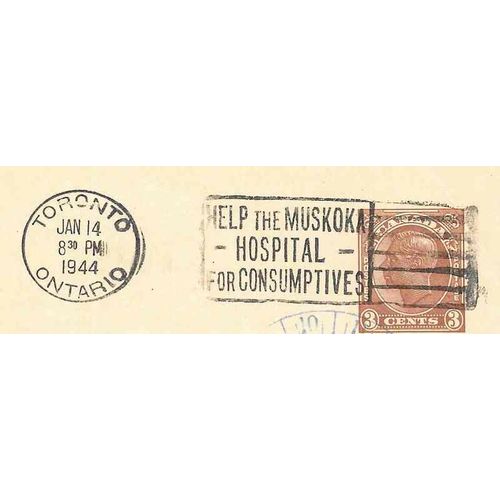 Canada Admiral Flag Slogan 1944 Toronto "Help the Muskoka Hospital..."