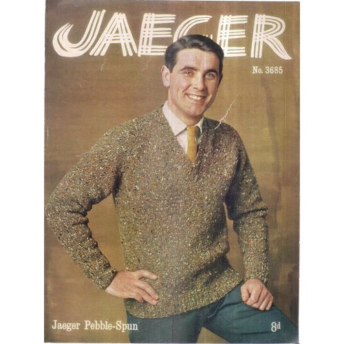 MENS RAGLAN SWEATER by Jaeger knitting pattern no 3685 36 - 44 inch chest #