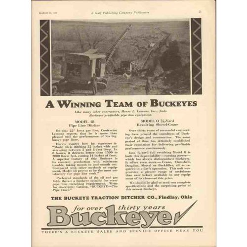 BUCKEYE TRACTION DITCHER COMPANY 1931 Henry L Lemons Inc vintage ad