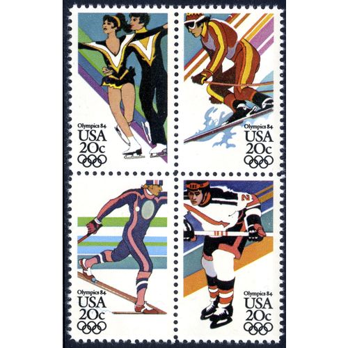 USA 1984, 14th Winter Olympic Games, Block of 4 x 20c, Scott 2067-2070, MNH