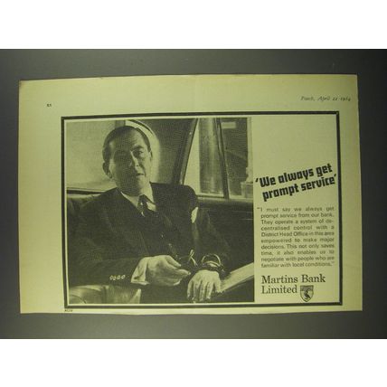 1964 Martins Bank Limited Ad - We always get prompt service