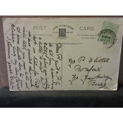 LOVERS..PROVERB., posted MARLBOROUGH, 1907 pm , WILTSHIRE used antique postcard=