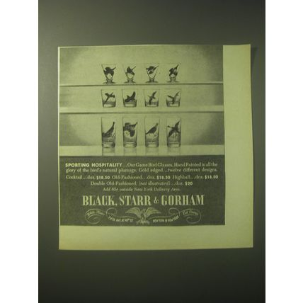 1948 Black, Starr & Gorham Game Bird Glasses Ad - Sporting hospitality
