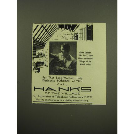1949 Hanks of the Village Photographer Advertisement - Eddie Condon