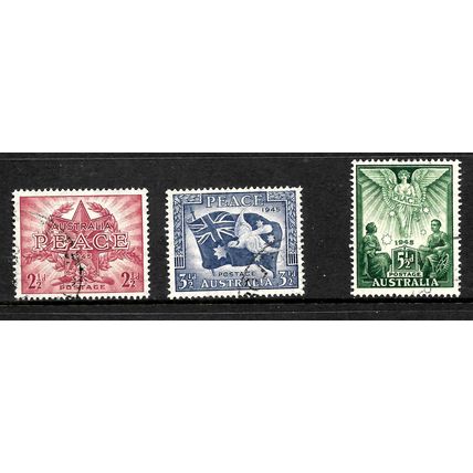 AUSTRALIA 1946 VICTORY SET 3 VALS SG 213 / 215 FINE USED