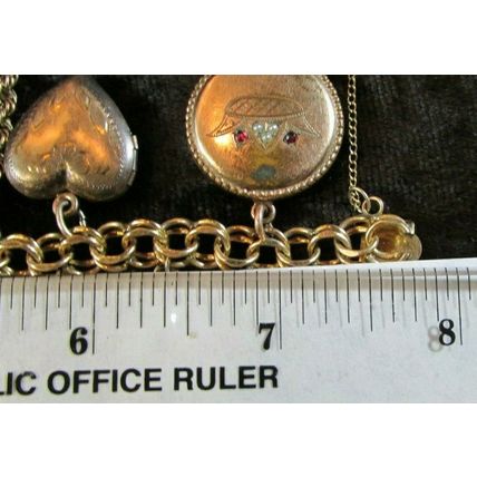 RARE 1800's Gold Victorian Heart Locket Charm bracelet 18 Lockets 88.7 grams