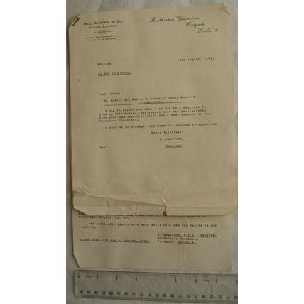 1959 letter Hill Armitage & Co., Leeds, Dead of Assignment, Batley & Crossley
