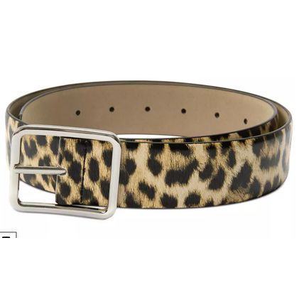 INC Animal Print Panel Belt, Leopard/Silver Small