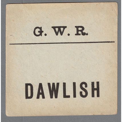 GREAT WESTERN RAILWAY LUGGAGE LABEL - DAWLISH (Caps)