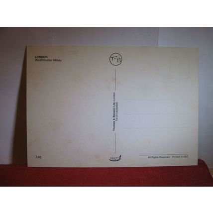 WESTMINSTER ABBEY, LONDON. unused postcard by T B. 1989 =