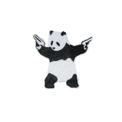 Gangster Panda Iron On Patch Embroidered Sew Badge 7.3cm x 6.5cm Applique P159