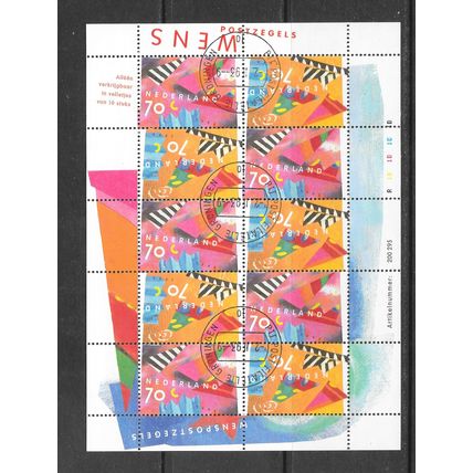 NETHERLAND 1993 GREETING WISHES STAMPS SHEET WITH SELVEDGE CYLINDER NUMBERS USED