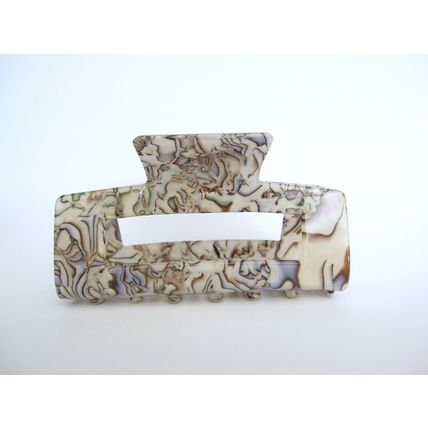 Rectangle gray abalone sea shell effect hair claw clamp clip fine thin hair