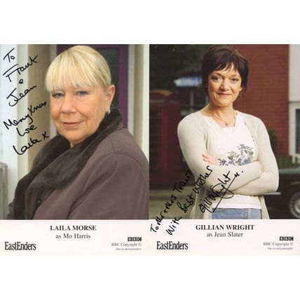 Laila Morse Gillian Wright 2x Eastenders Hand Signed Photo s
