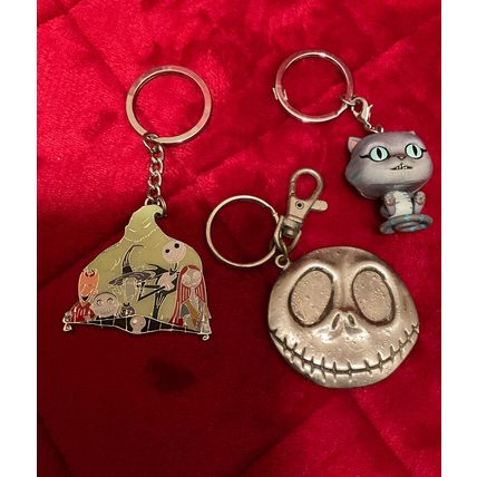 A Very Cool Disney Lot Of 3 Night Before Christmas/Alice Keychain Key Ring Fob