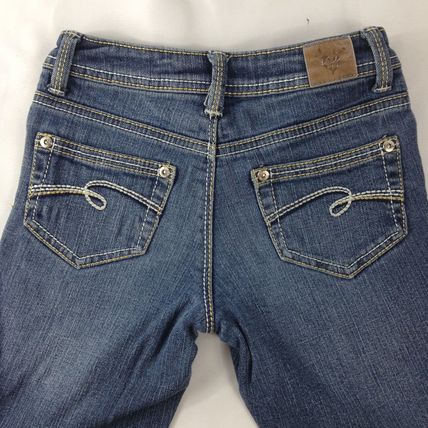 Justice Jeans Girls Distressed Straight Leg Blue Jeans Size 7R