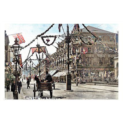 ptc3745 - Yorks. - Royal Visit decorations , Moor South St. Sheffield, print 6x4