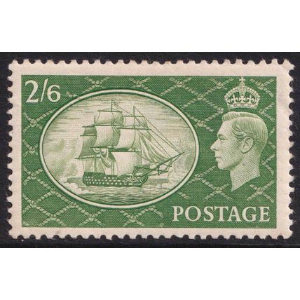 Great Britain KGVI 1951 2s6d Yellow-Green HMS Victory Ship SG509 Mint MH