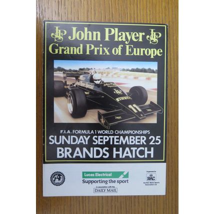 1983 FORMULA 1 GRAND PRIX OF EUROPE PROGRAMME + RACE CARD @ BRANDS HATCH