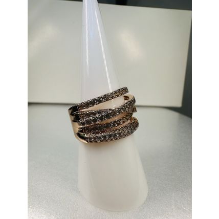 Ring Bomb Party Sz8 RBP Colorless Gem Clusters Rose Gold P Band Costume Jewelry