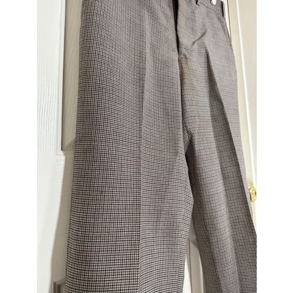 Checked High Rise Slim Wide Leg Crop Pants Brown/Grey/Navy Tones Damaged* Fabric