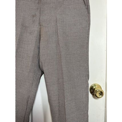 Checked High Rise Slim Wide Leg Crop Pants Brown/Grey/Navy Tones Damaged* Fabric