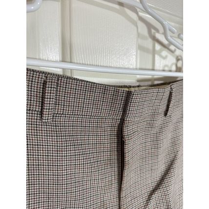 Checked High Rise Slim Wide Leg Crop Pants Brown/Grey/Navy Tones Damaged* Fabric