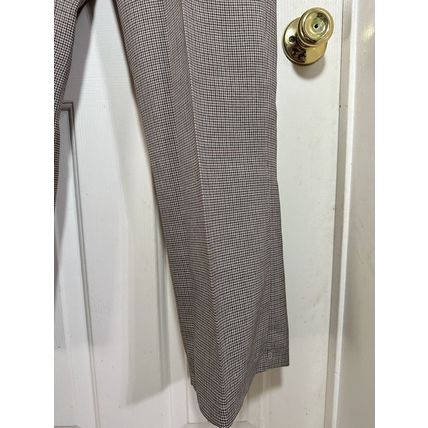 Checked High Rise Slim Wide Leg Crop Pants Brown/Grey/Navy Tones Damaged* Fabric