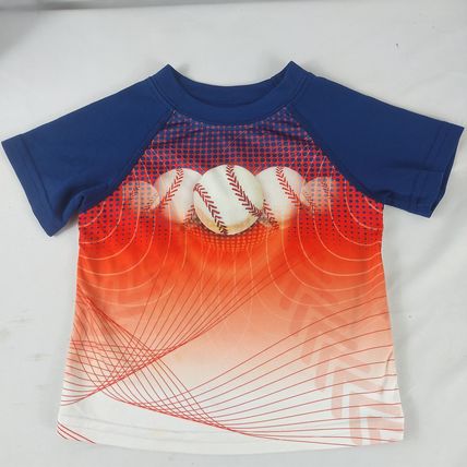 Healthtex Boys Toddler Short Sleeve Blue/White Baseball Tee Shirt Sz 24M