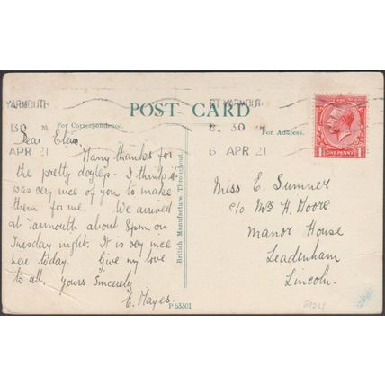 Interior Winter Gardens, Great Yarmouth, Norfolk, 1921 - ETW Dennis Postcard