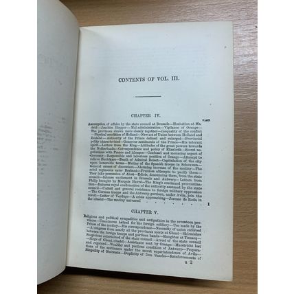 c1870s "THE RISE OF THE DUTCH REPUBLIC" VOL 3 JOHN L MOTLEY ANTIQUE BOOK (P4)