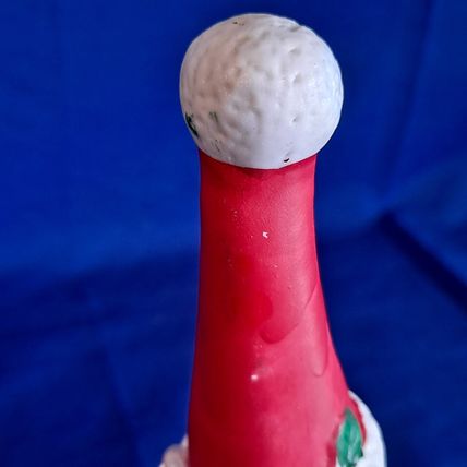 VintageChristmas SANTA CLAUS BELL Figurine Ceramic Gifts Wreat Holly Berry 6 1/8