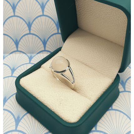 Vintage Chunky 925 Sterling Silver and Moonstone Cabochon Dome Ring