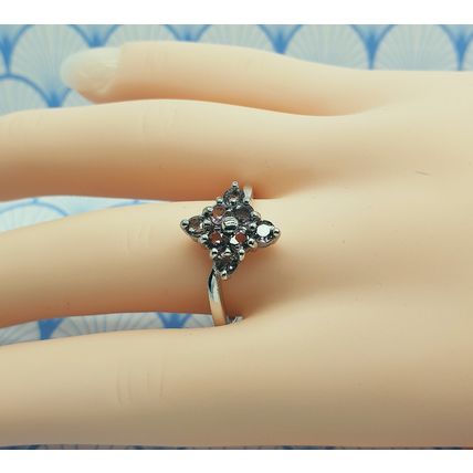 Natural Gouveia Andalusite Gemstone 925 Sterling Silver Cluster Ring with Box