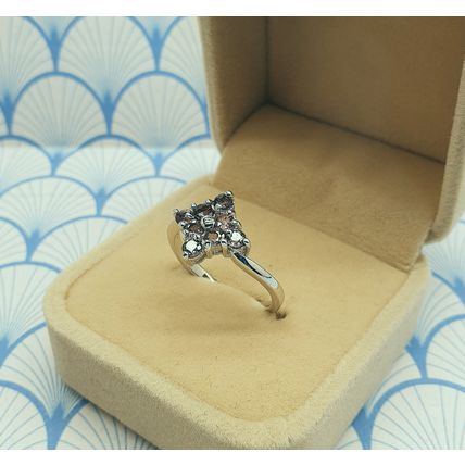 Natural Gouveia Andalusite Gemstone 925 Sterling Silver Cluster Ring with Box