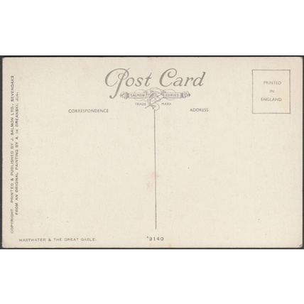 Wastwater and Great Gable, Cumberland, c.1930 - Salmon Postcard