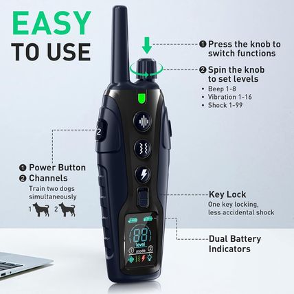 Dog Shock Collar - 4000FT Dog Training Collar with Remote Waterproof E Collar wi