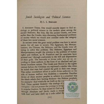 THE HEBREW IMPACT ON WESTERN CIVILIZATION 1951 HC Democracy Politics Science
