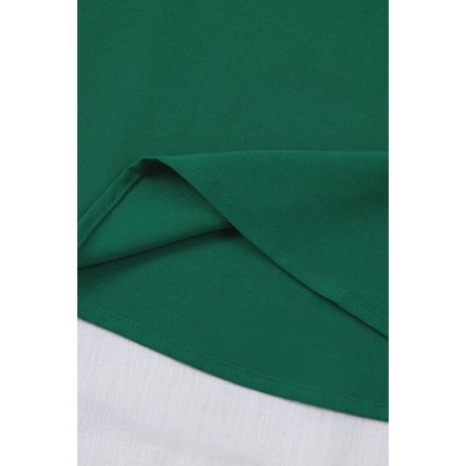 Green Flare Sleeve V Neck Loose Blouse