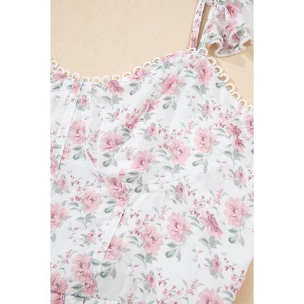 Pink Floral Flutter Peplum Tank Top