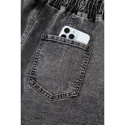High-rise Drawstring High Waist Casual Denim Shorts with Pockets