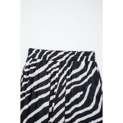 Black Zebra Striped Summer Wide Leg Pants