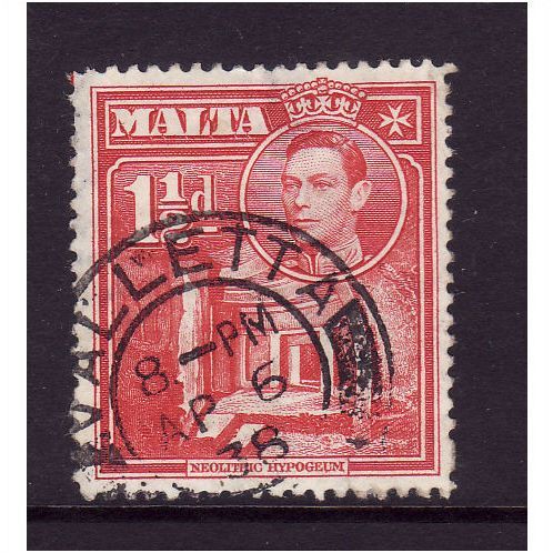 MALTA 1938 SG220 1 1/2d SCARLET FINE USED #1