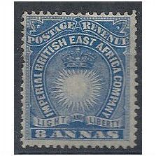 British East Africa 1890 SG12 8 Annas Blue Mounted Mint . .
