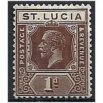 St Lucia 1922 SG93 1d Deep Brown Mounted Mint .. .