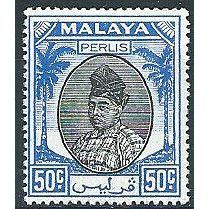 Perlis 1951 SG24 50c Black & Blue Mounted Mint .. ..
